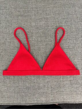 SHEIN Classic Red Ribbed Triangle Bikini